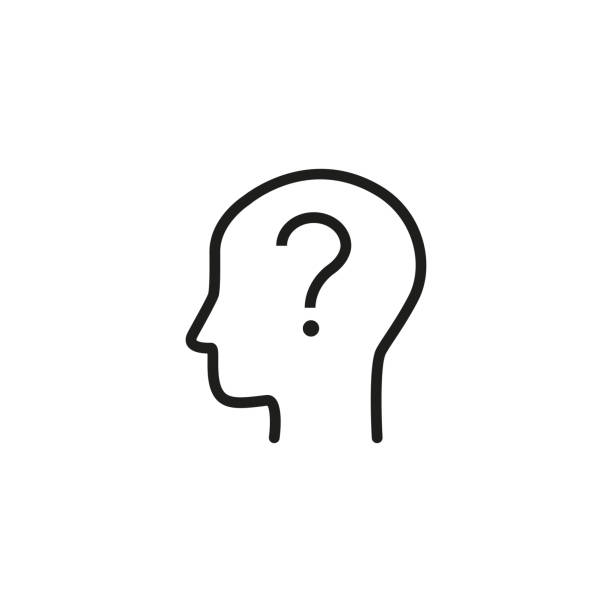 Doubting person icon Icon of doubting person. Question, incognito, problem. Knowledge concept. Can be used for topics like strategy, education, creativity question mark head stock illustrations