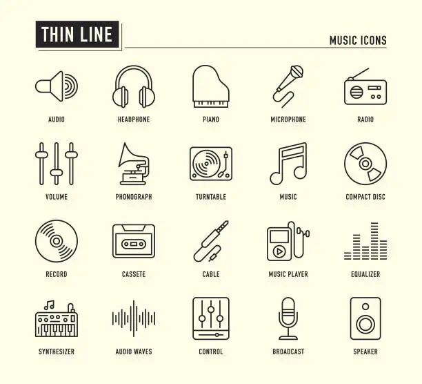 Vector illustration of Music Thin Line Icon