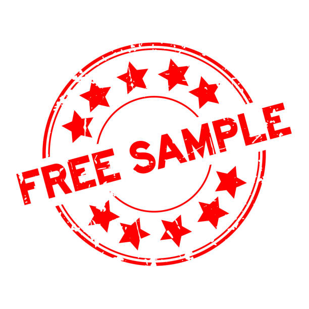 ilustrações de stock, clip art, desenhos animados e ícones de grunge red free sample with star icon round rubber seal stamp on white background - costless