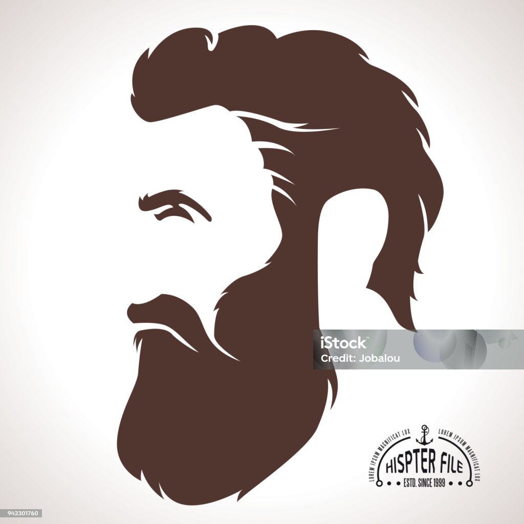 Hipster Silhouette Profile Man Vector Illustration of a Bearded Men face Hipster Style Silhouette Profile. Lateral view. Elegant Avatar Design. Beard stock vector