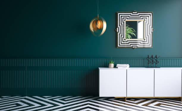 Modern dark green living room