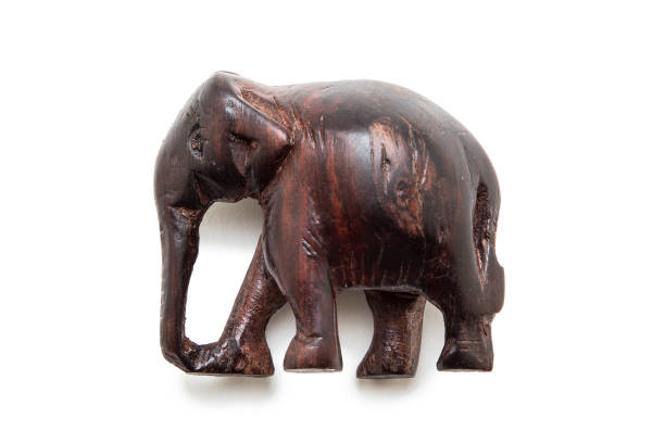 istock Souvenir gift elephant made of wood isolated on white 942306088