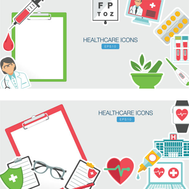 Medical And Healthcare Icon Borders and Backgrounds In Flat Design Style Flat Design Healthcare or Medicine Icon nurse borders stock illustrations