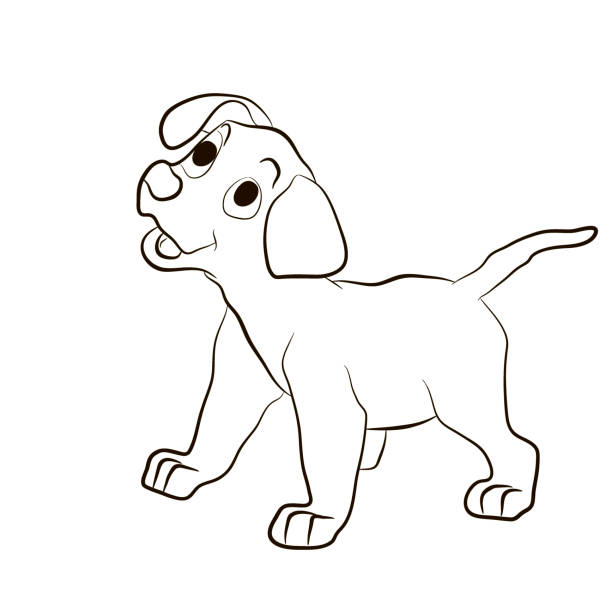 개, 강아지 재미에 웃 고입니다. 동물 색칠 페이지 만화 벡터 일러스트 레이 션 - coloring dog pets puppy stock illustrations