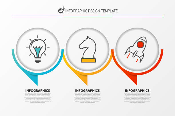 infografik-design-vorlage. organigramm mit 3 schritten - tierimitation stock-grafiken, -clipart, -cartoons und -symbole
