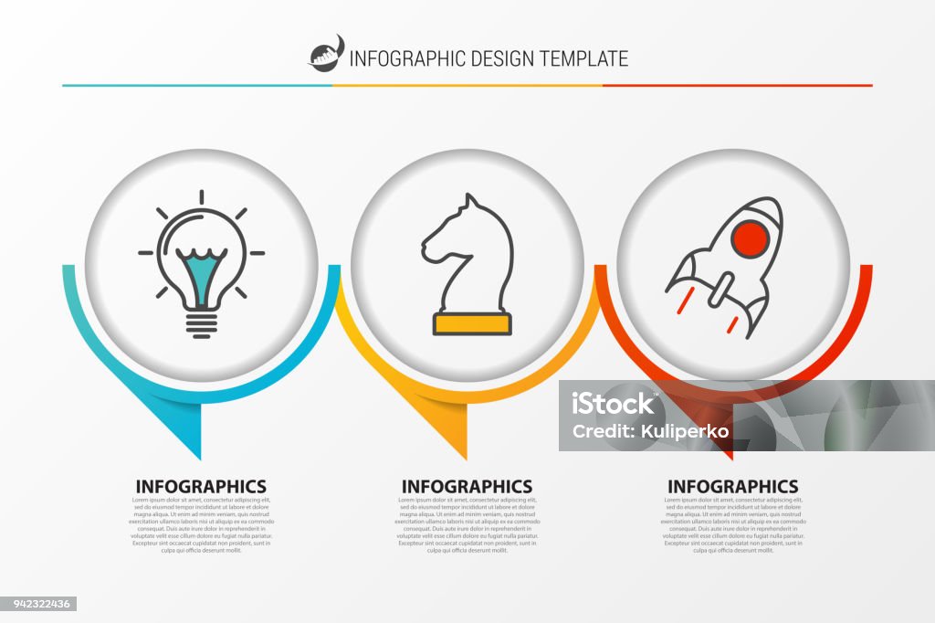 Modèle de conception infographique. Organigramme hiérarchique avec 3 étapes - clipart vectoriel de Graphisme d'information libre de droits