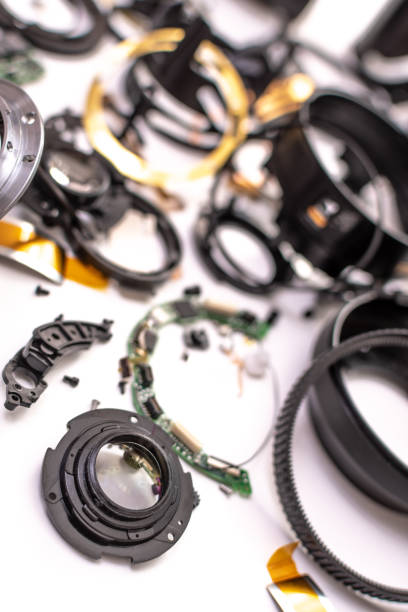 istock Metal and plastic components of a camera lens 942334682