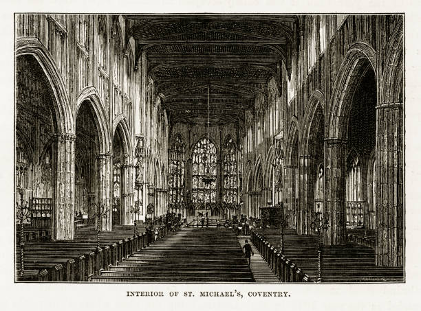 istock St. Michael’s Coventry in Litchfield, Staffordshire, England Victorian Engraving, 1840 942334732