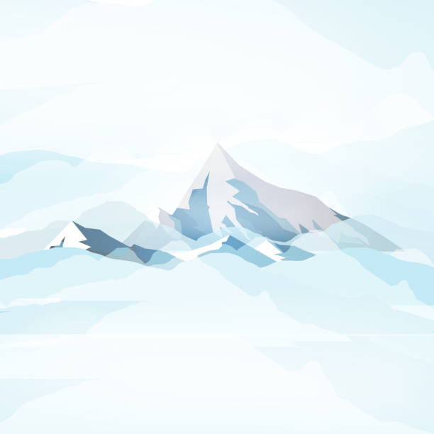 Winter High Mountains in Clouds - Vector Illustration vector art illustration