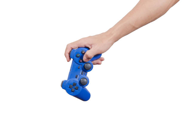 istock Gamer play game with gamepad controller. Gaming man holding simulator joypad 942345506