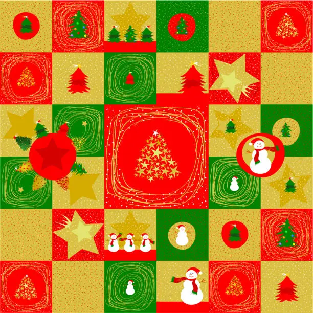 Vector illustration of Christmas mosaic