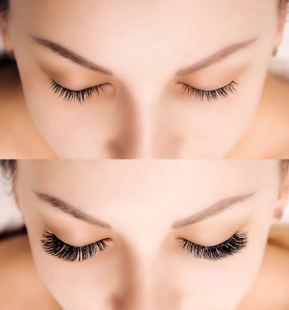 istock Eyelash Extension. Comparison of female eyes before and after 942354034
