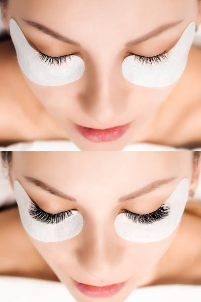 istock Eyelash Extension. Comparison of female eyes before and after 942354650