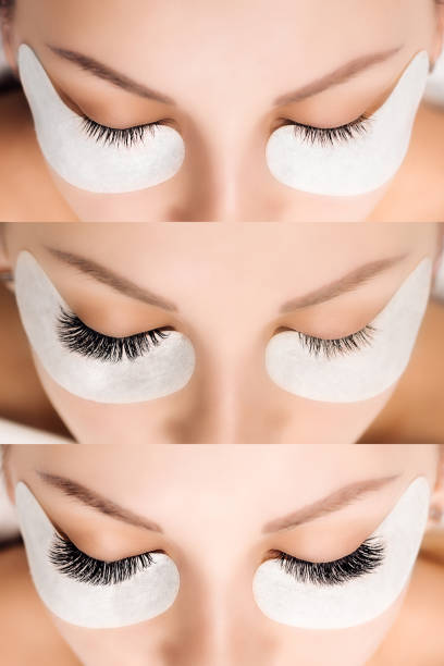 istock Eyelash Extension. Comparison of female eyes before and after 942355190