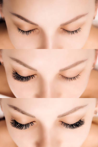 istock Eyelash Extension. Comparison of female eyes before and after 942355348