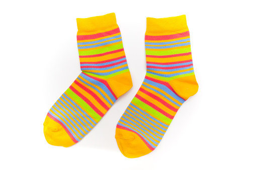 Striped socks on a white background.