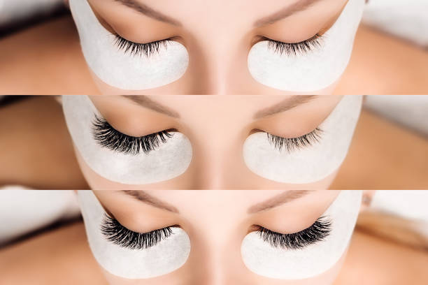 istock Eyelash Extension. Comparison of female eyes before and after 942359684