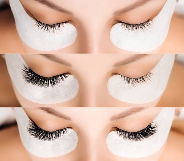 istock Eyelash Extension. Comparison of female eyes before and after 942359780