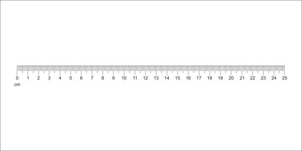 25 cm. messen linealwerkzeug. lineal graduierung. lineal 25 cm. größe indikator rastereinheiten. - zollstock stock-grafiken, -clipart, -cartoons und -symbole