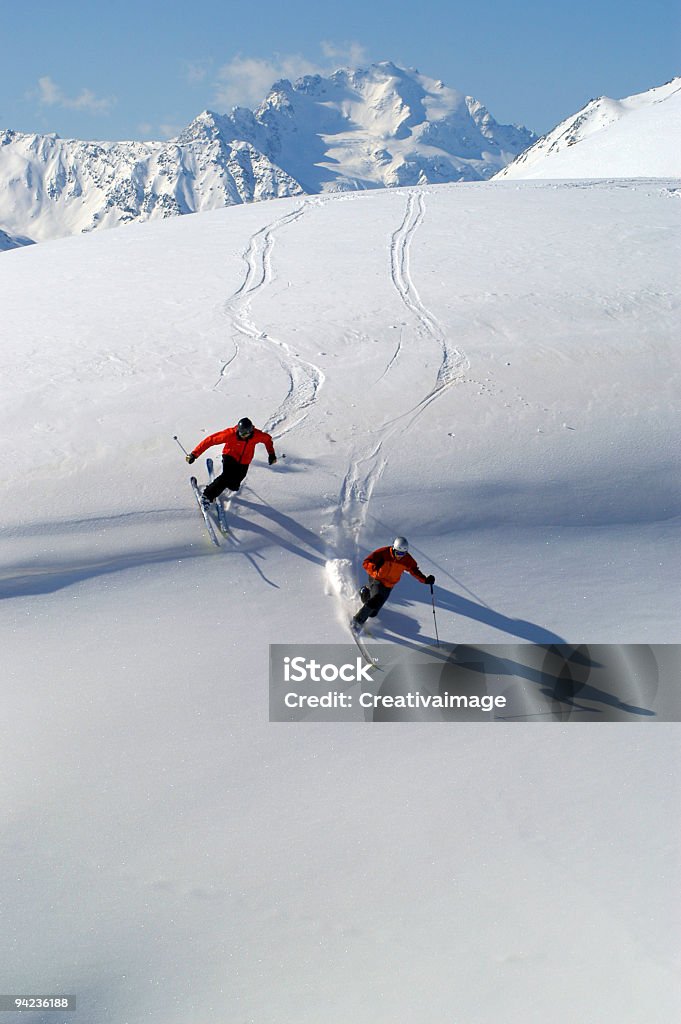 Skiers in Off-Piste  Skiing Stock Photo