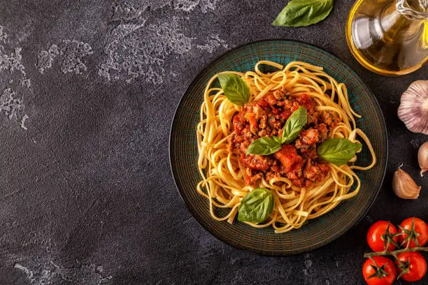 Photo of Italian pasta bolognese.