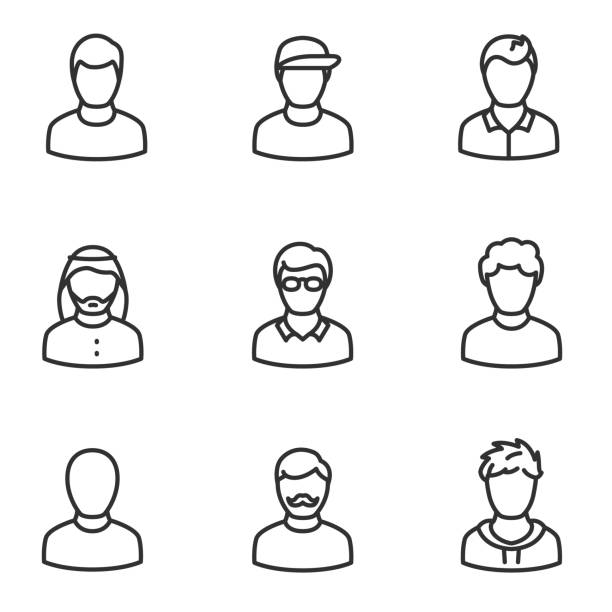ilustrações de stock, clip art, desenhos animados e ícones de avatars of men icon set. line with editable stroke - people director editorial computer icon