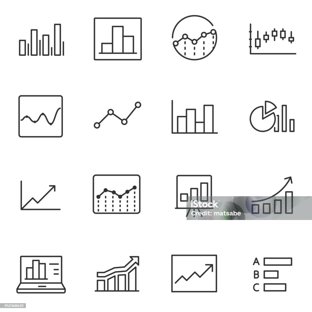 Statistic icons set. Line with Editable stroke Statistic icons set. linear style. Line with Editable stroke Icon Symbol stock vector