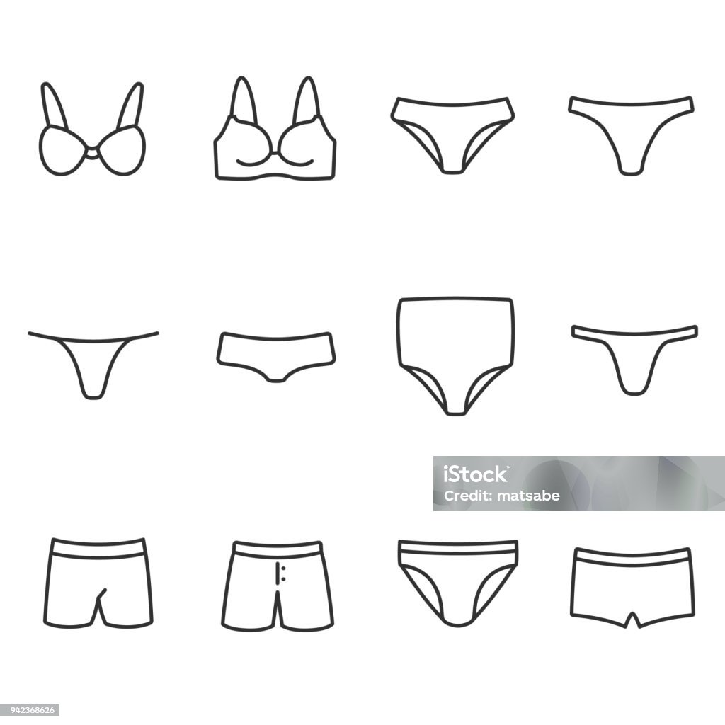Underwear, icons set. Line with Editable stroke Underwear, icons set. linear style. Line with Editable stroke Underwear stock vector