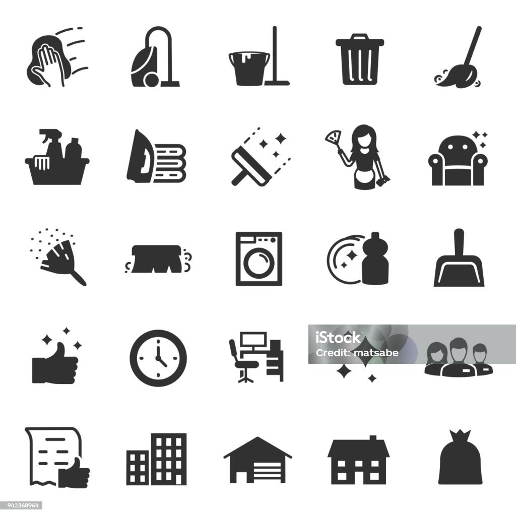 Cleaning service icons set. services for cleaning and laundry Cleaning service. Monochrome icons set. services for cleaning and laundry , simple symbols collection Icon Symbol stock vector