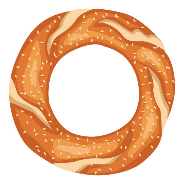 ilustrações, clipart, desenhos animados e ícones de ilustração em vetor de bagel turco - simit