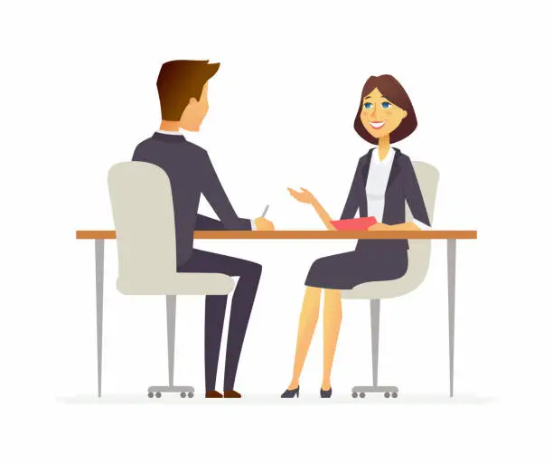 Vector illustration of Job interview - cartoon people character isolated illustration