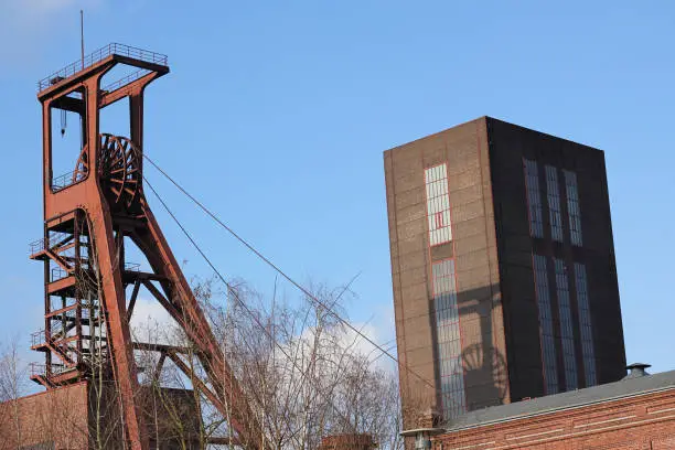 Scene at the Zollverein colliery with blue sky