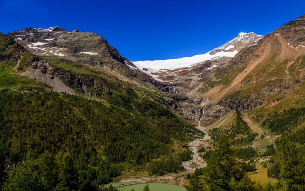 istock Snow capped mountains in the Bernina range from Alp Grum in summer 942396528