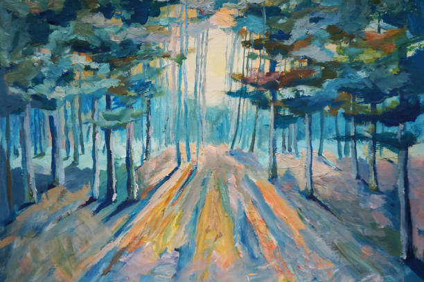 istock Painting beautiful winter forest 942403628