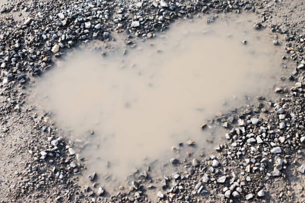 puddle in the shape of a heart