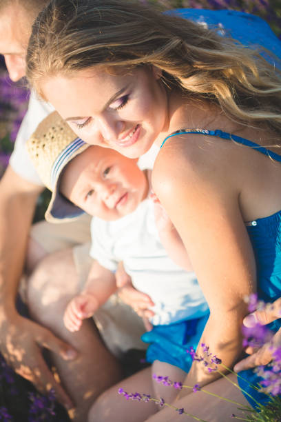 istock Young family in a lavender field 942413472
