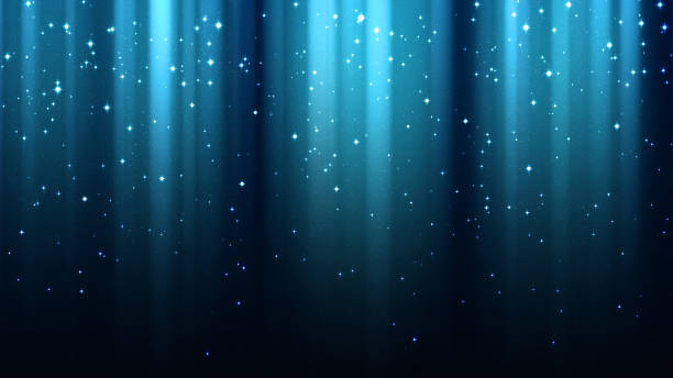 istock Abstract blue background with rays of light, aurora borealis, sparkles, night shining starry sky 942417590