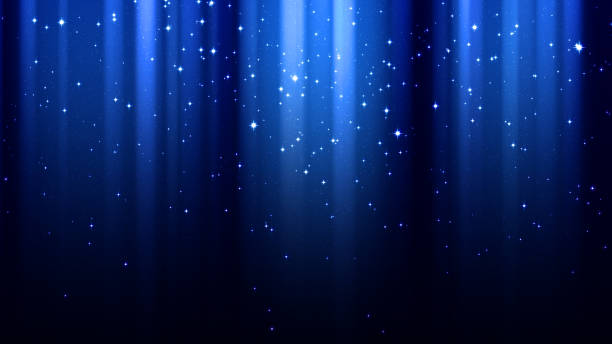 istock Dark blue background with rays of light, sparkles, night shining starry sky 942417680