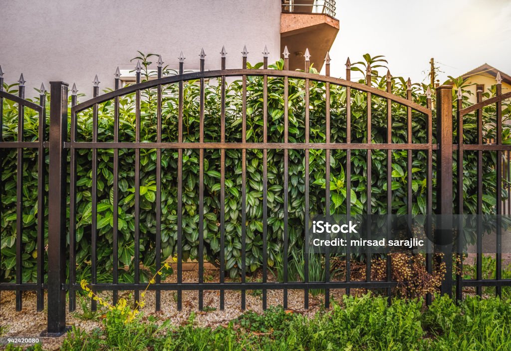 Iron fence Black metal fence Fence Stock Photo