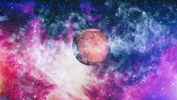 istock Futuristic abstract space background. Night sky with stars . Elements of this image furnished by NASA 942421408