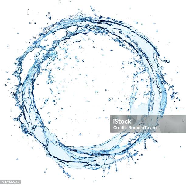 Water Splash In Circle Round Shape On White Stock Photo - Download Image Now - Water, Splashing, Circle