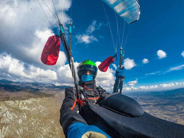 istock Adult Paraglider Taking a Selfie While Gliding 942433480