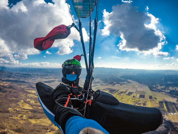 istock Adult Paraglider Taking a Selfie While Gliding 942433486