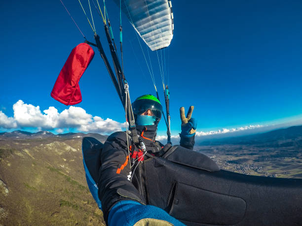istock Adult Paraglider Taking a Selfie While Gliding 942433502