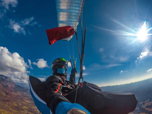 istock Adult Paraglider Enjoying Gliding on a Beautiful Day 942433528