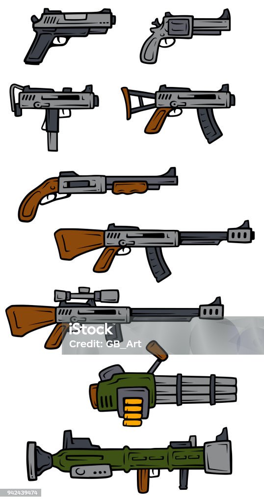 Ilustración de Iconos De Dibujos Animados Armas Y Armas De Fuego Vector y  más Vectores Libres de Derechos de Arma - iStock