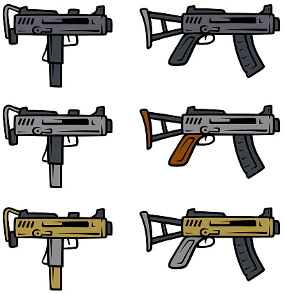 ✓ Imagen de Armas de blanco y negro de dibujos animados vector iconos  Fotografía de Stock