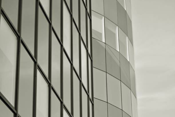istock Modern city office building exterior. Black and white. 942440302
