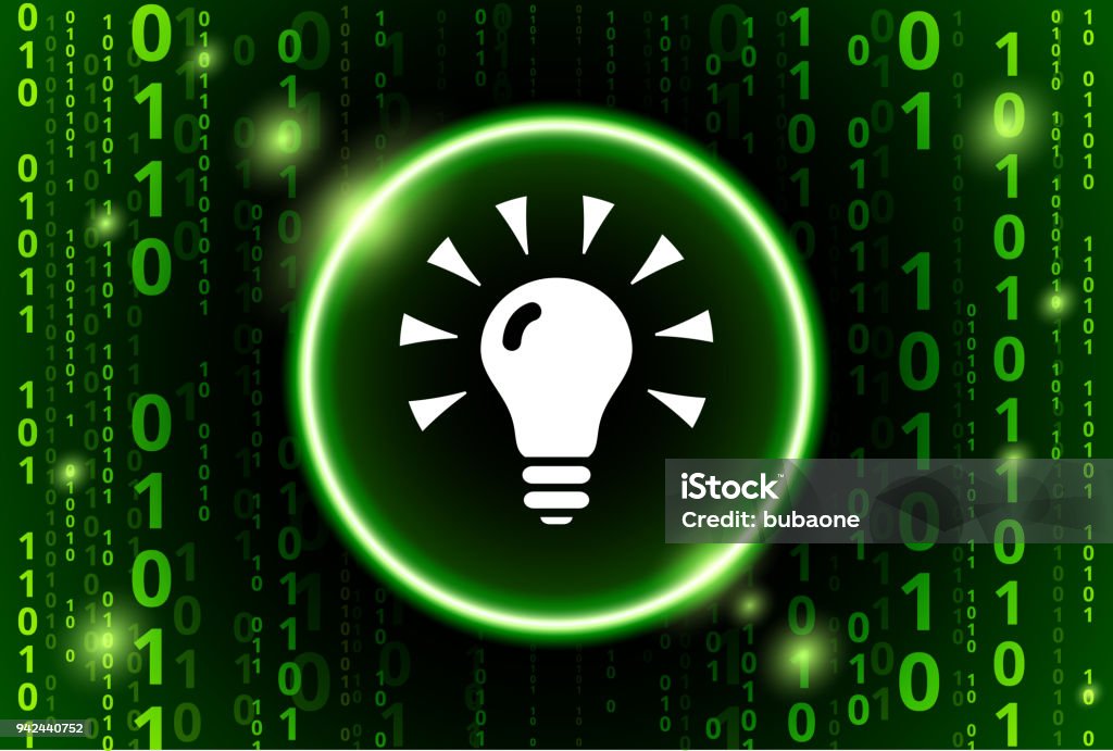Shining Light Bulb Binary Code Vector Pattern Background Stock ...
