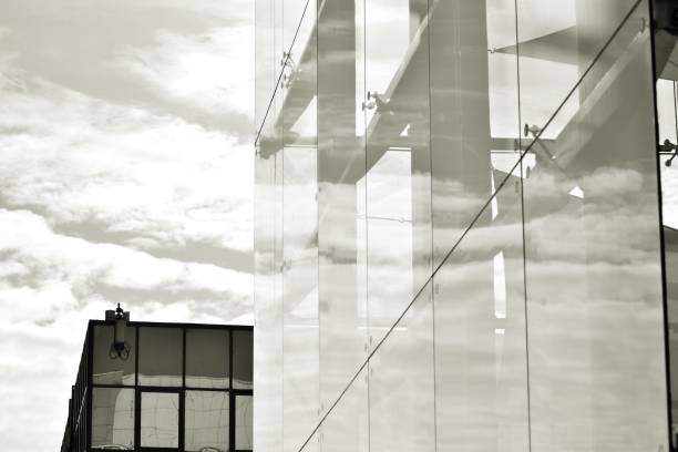 istock Modern city office building exterior. Black and white. 942443734